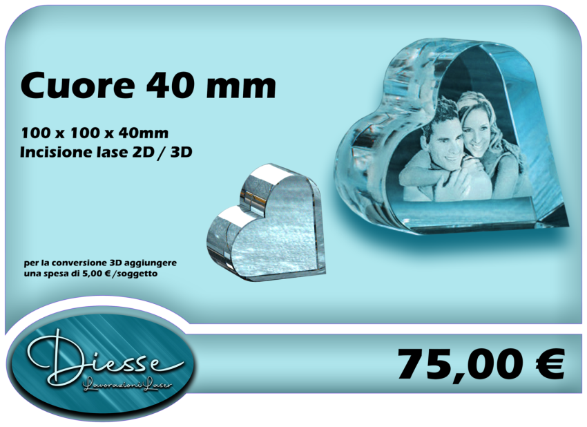 incisioni 3d , foto 3d , cristallo cuore 3d , cuore in cristallo con foto , foto 3d , fotografia 3d in cristallo