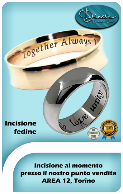 incisioni fedi , incisione collane , incisioni Torino , incisioni Piemonte , anelli personalizzati